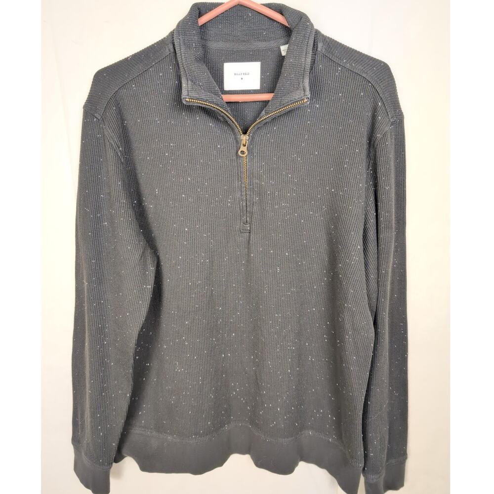Billy Reid Donegal speckled ribbed quarter zip sweater Size Med Minimal Preppy
